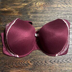 VICTORIA’S SECRET – Body by Victoria Bra (lined perf cov), Burgundy, 34DDD